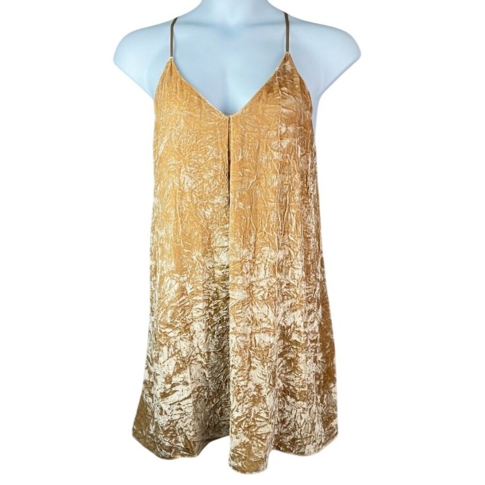 Alice + Olivia Fierra Crushed Velvet Cream Gold Tank Mini Dress Size M NWT $295 - Picture 2 of 10